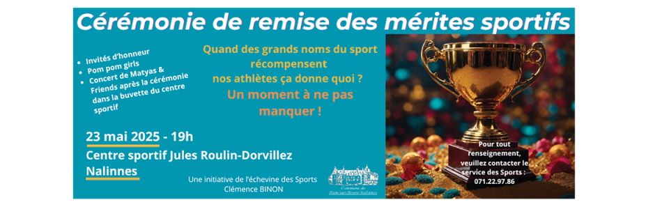 Commune de Ham-sur-Heure-Nalinnes | Cérémonie de remise des Mérites sportifs de la Commune de Ham-sur-Heure-Nalinnes